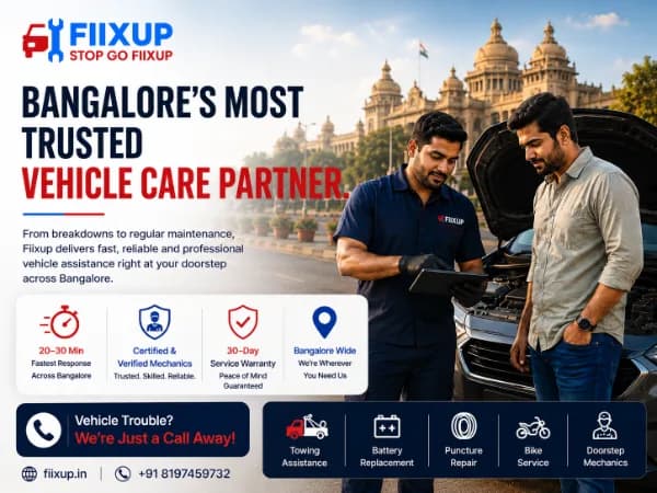 Fiixup certified mechanic working on a car engine in Bangalore